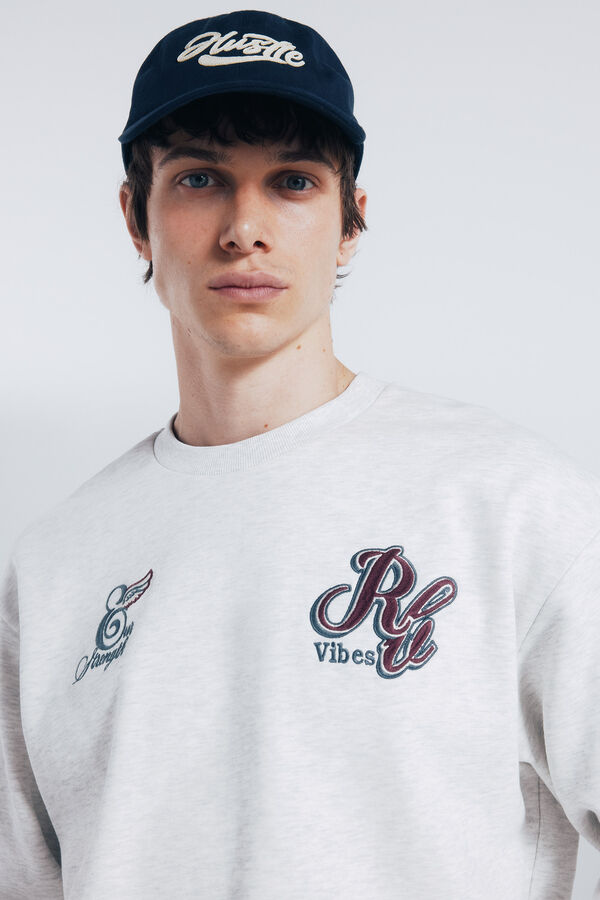 Springfield Costas do bordado Sweatshirt cinzento