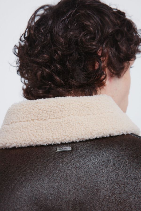 Springfield Blusão aviador efeito camurça dupla face cru