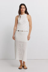 Springfield Vestido midi em malha pointelle branco