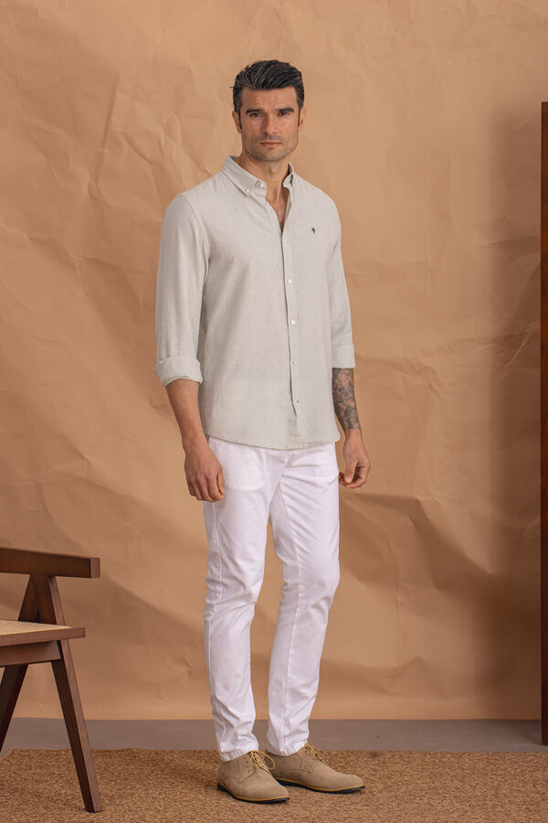 Celopman Camisa Rosa Con Lino verde