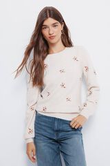 Springfield Camisola bordado com flores branco
