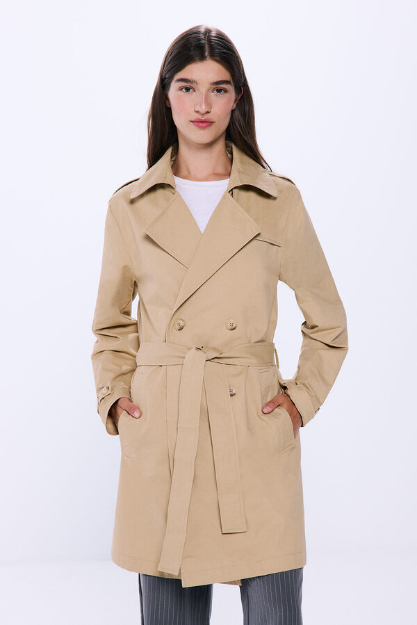 Springfield Belted trench coat nude