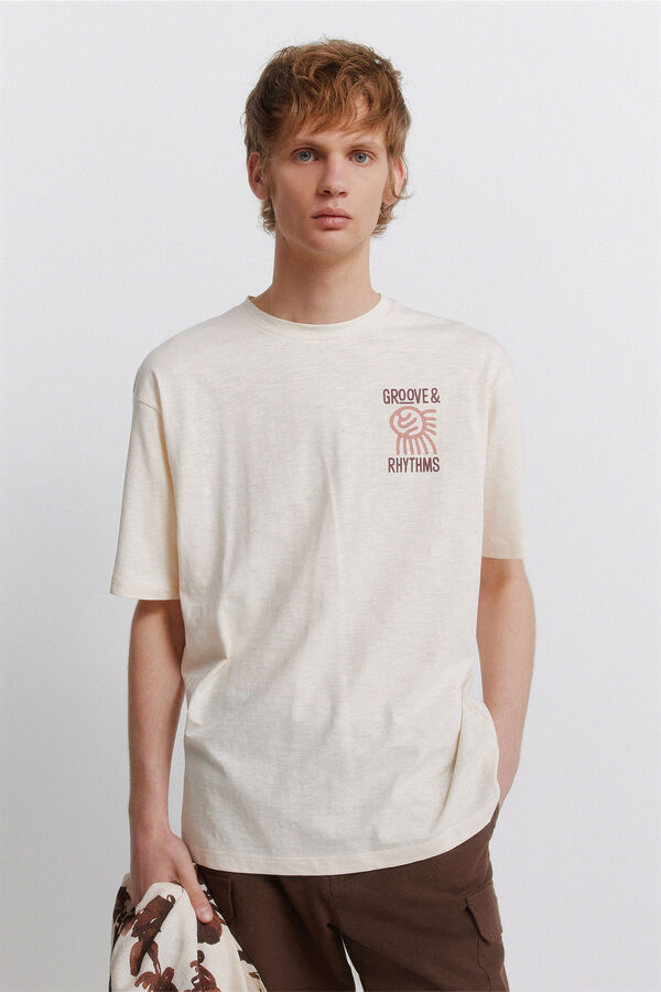 Springfield T-shirt groove slub branco