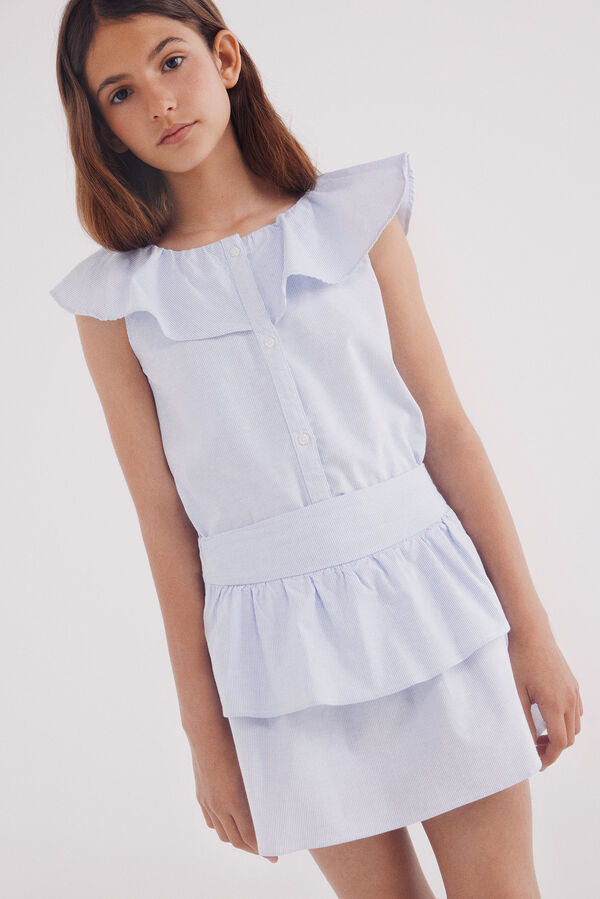Springfield Kids Saia às riscas oxford de menina azul
