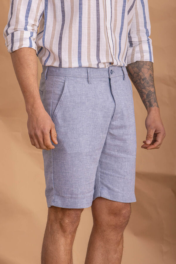Celopman Bermuda Casual Lino azul