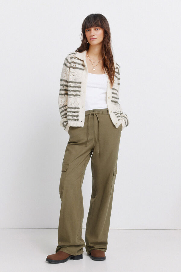 Springfield Cal&ccedil;as cargo em algod&atilde;o Caqui escuro