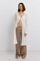 Springfield Cardigan largo pointelle beige