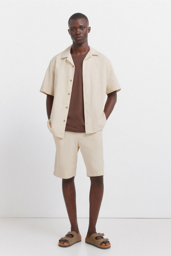 Springfield Bermuda lino relaxed fit beige