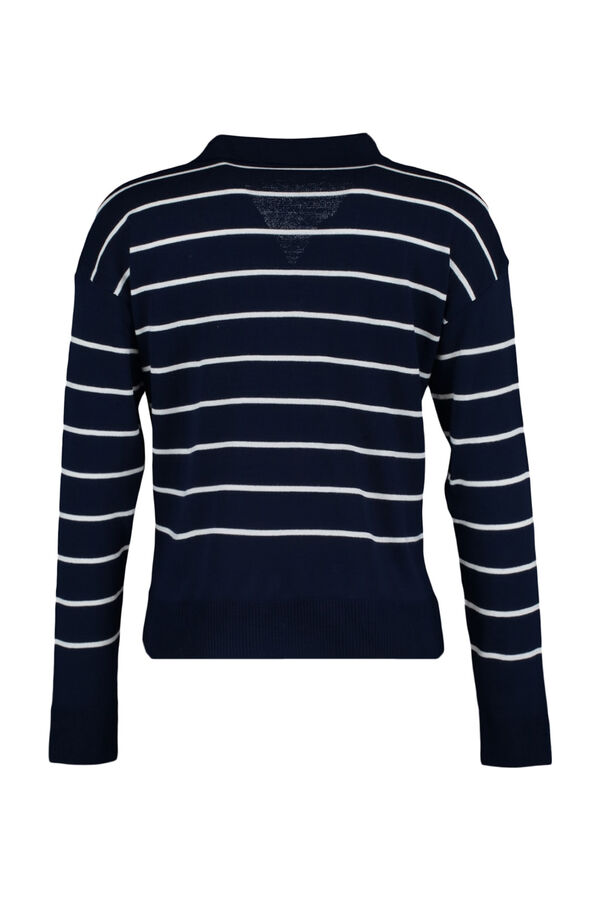 Trendyol Camisola de malha &agrave;s riscas com decote em bico azul