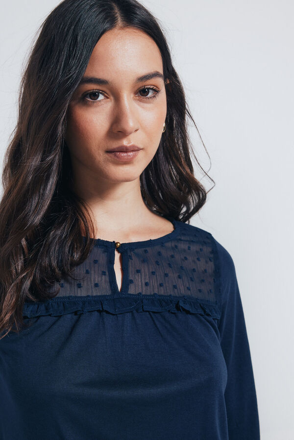 Springfield Camisa de folho plumeti azul