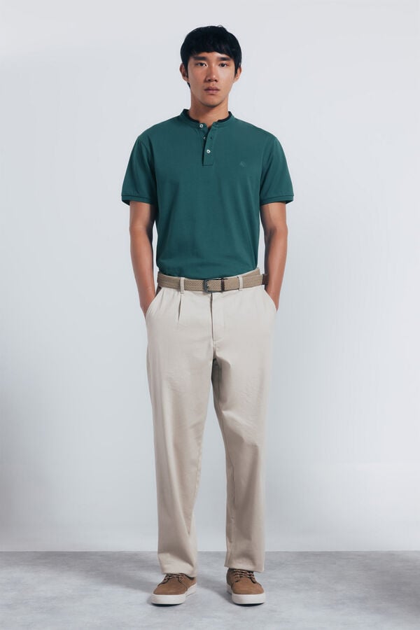 Springfield Polo piqué cuello mao slim fit verde