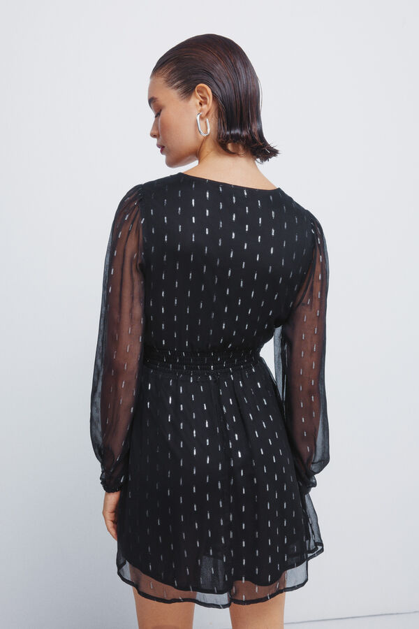 Springfield Vestido curto com detalhes em lurex preto