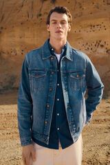 Springfield Blus&atilde;o de ganga com lavagem m&eacute;dio escura azul