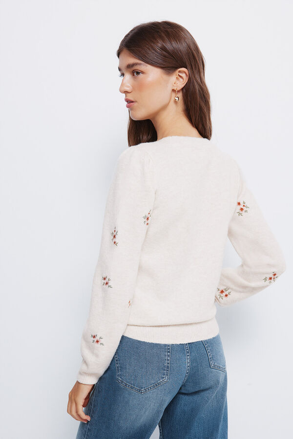 Springfield Camisola bordado com flores branco