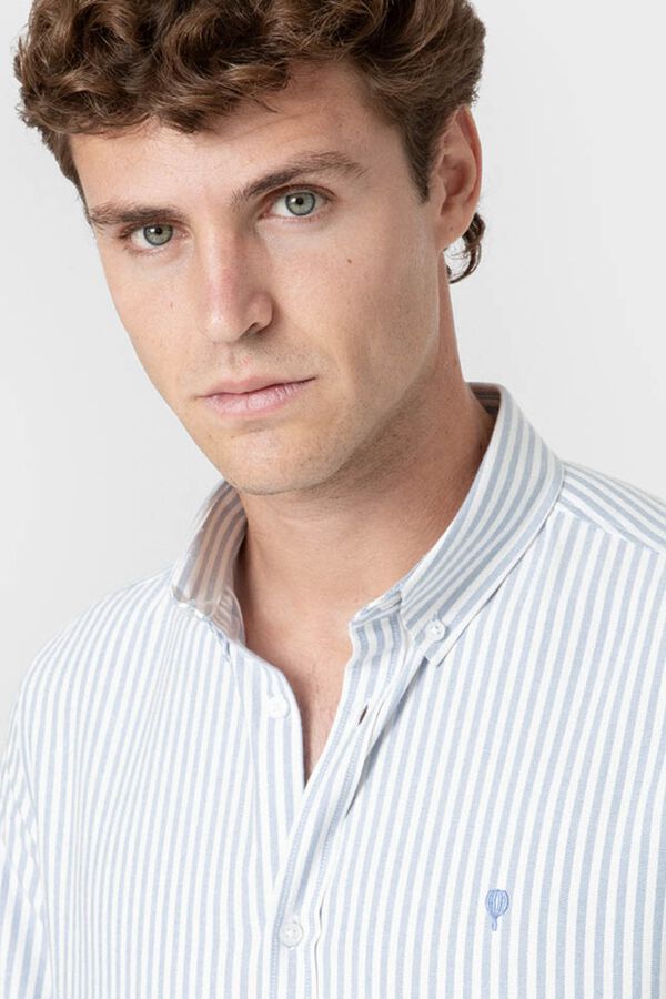 Celopman Camisa Oxford de riscas azul