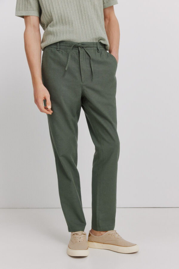 Springfield Cal&ccedil;as chino em linho comfort fit estampado
