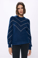 Springfield Lurex chevron sweater navy mix