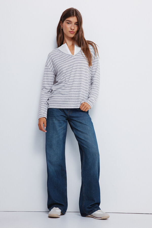 Springfield T-shirt gola combinada cinzento