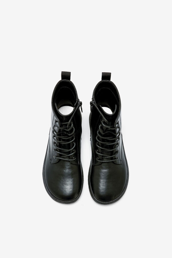 MTNG Botins barefoot militares com sola plana preto
