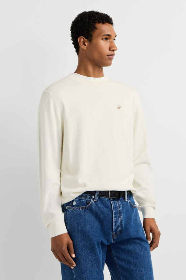 Pepe Jeans Camisola gola redonda com logo bege