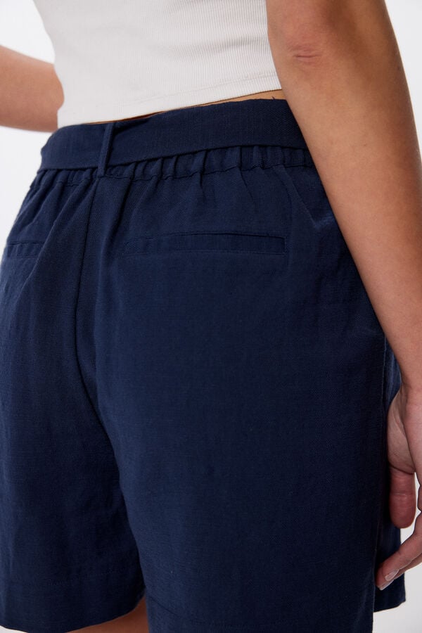 Springfield Rustic cotton shorts with buckled belt navy