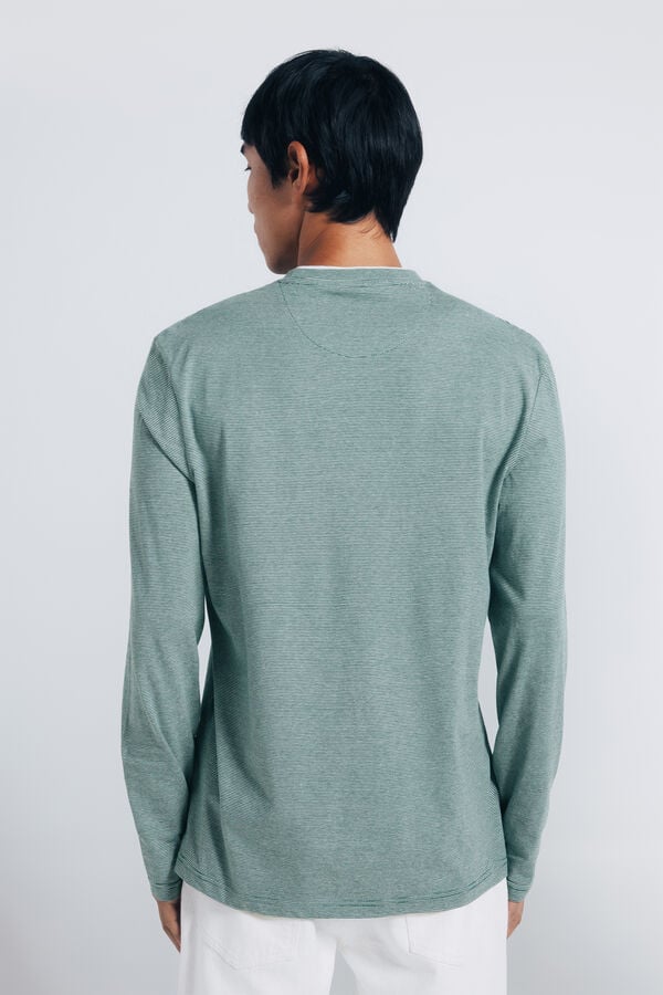 Springfield T-shirt manga com micro listras duplas verde