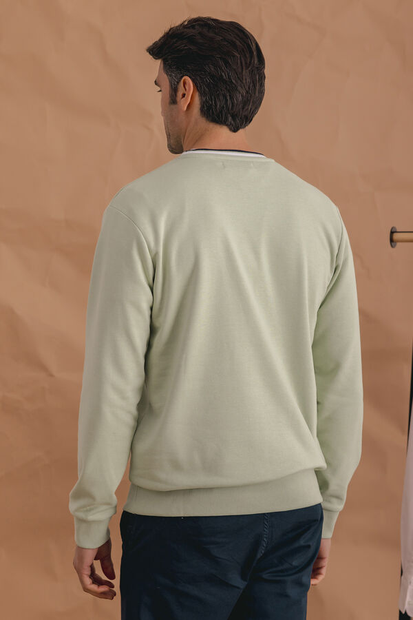 Celopman Sudadera B&aacute;sica Con Ribete verde