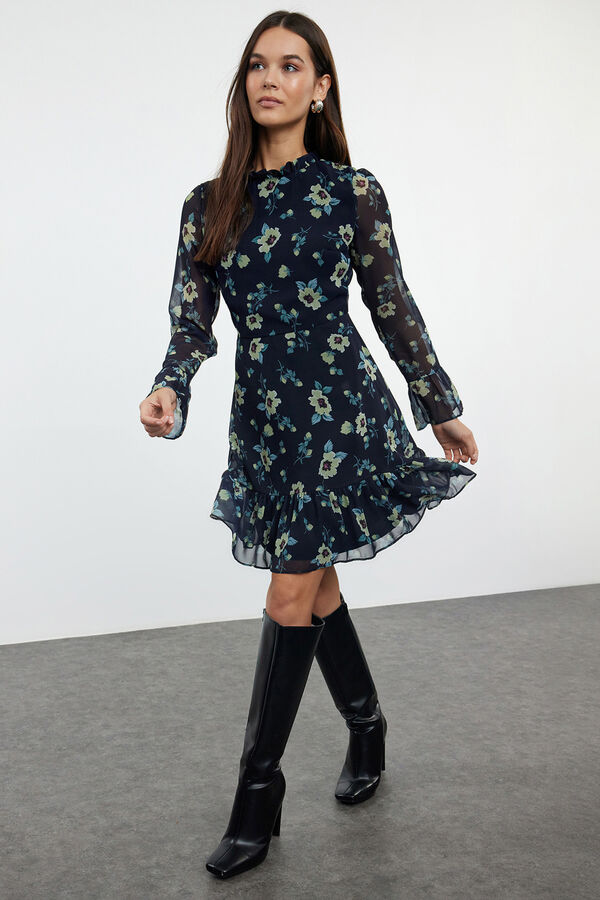 Trendyol Vestido mini folhos azul