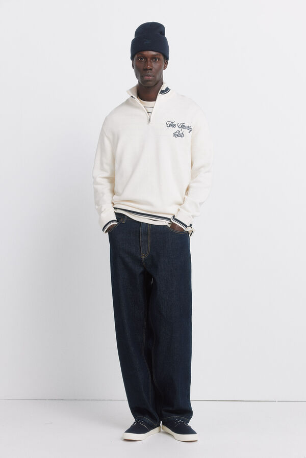 Springfield Camisola b&aacute;sica com fecho de fecho-&eacute;clair branco