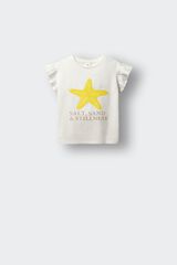 Springfield Kids T-shirt de manga curta com lantejoulas estrela-do-mar menina bege
