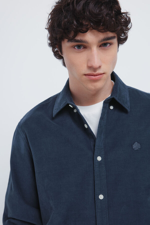 Springfield Camisa micro pana azul