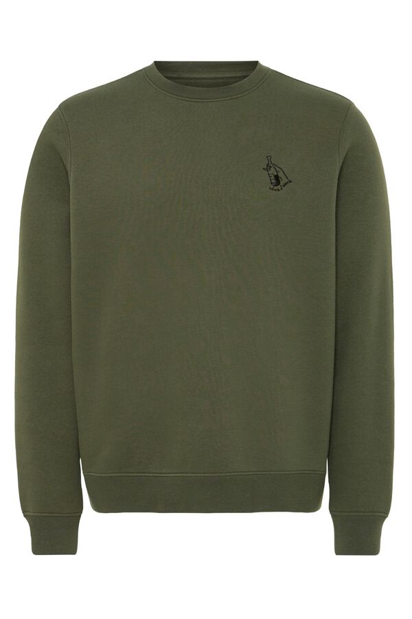 Blend PLUS Sudadera de cuello redondo bordada verde