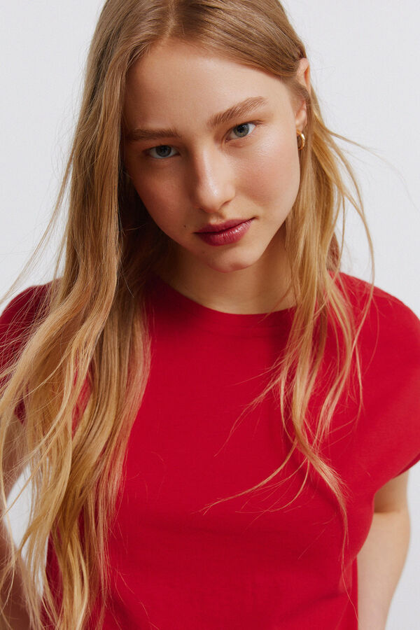 Springfield T-shirt detalhe em crochet no ombro vermelho