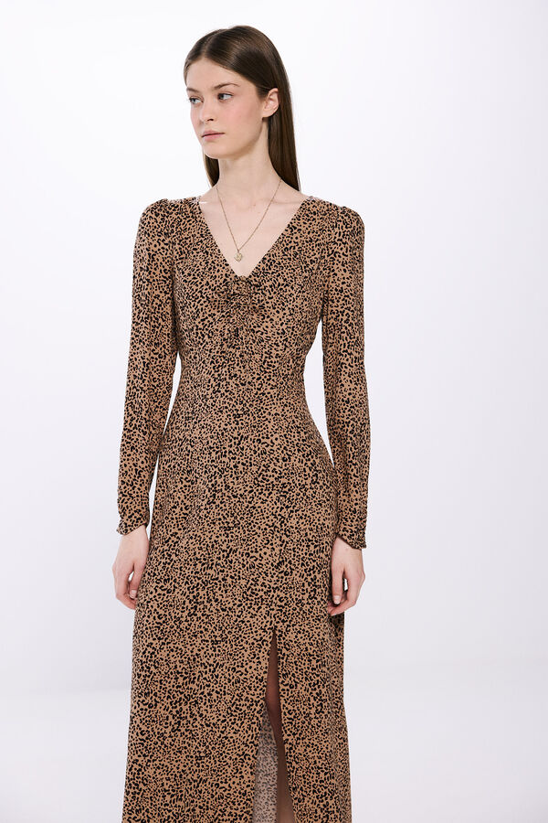 Springfield Vestido midi leopardo cru