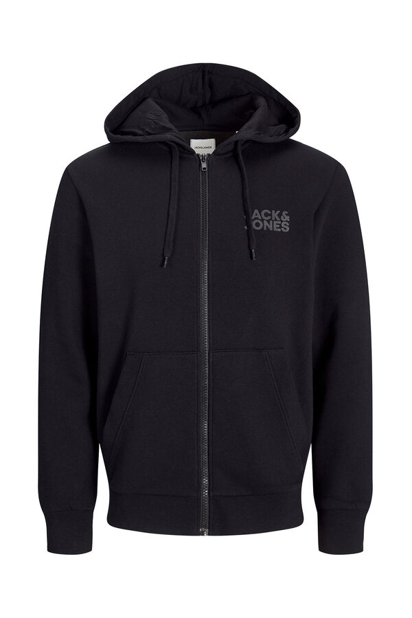 Jack & Jones Sweatshirt b&aacute;sica com fecho-&eacute;clair preto