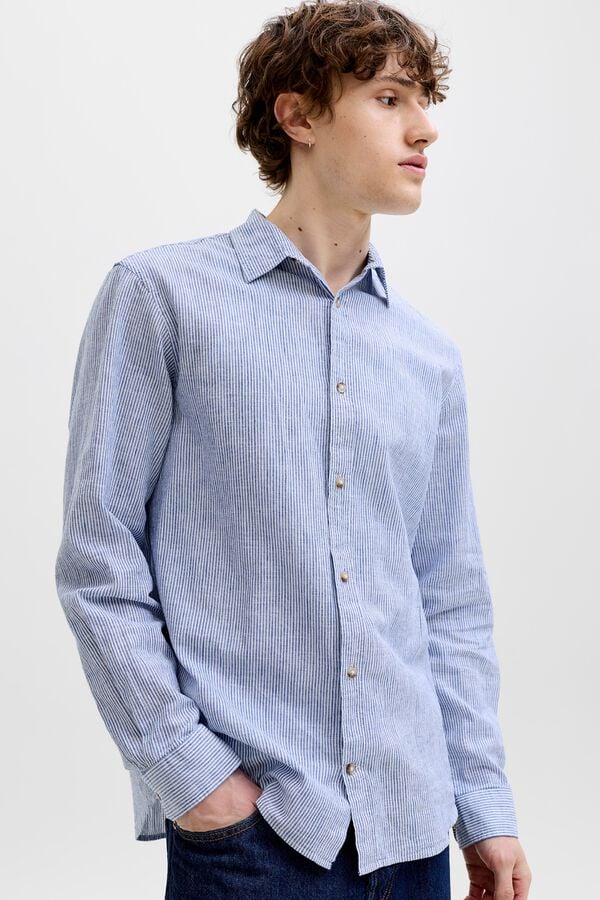 Jack & Jones Linen regular fit shirt blue