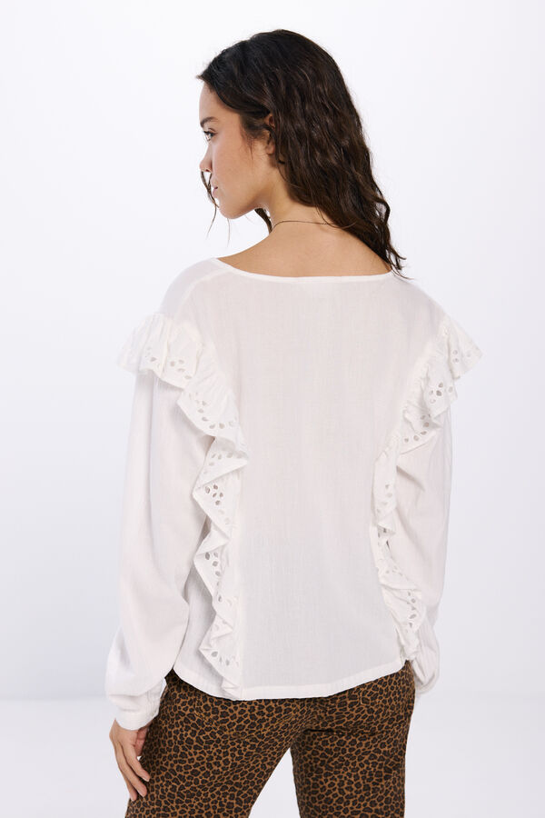Springfield Blusa Schiffly com babados estampado