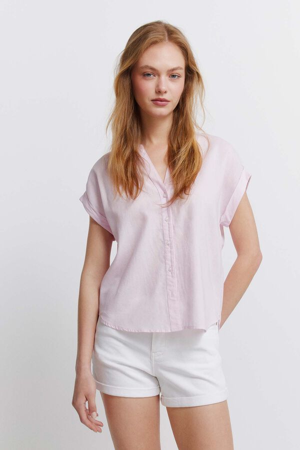 Springfield Camisa de algod&atilde;o gola mao rosa