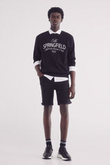 Springfield Bermuda jeans básica preta slim fit preto