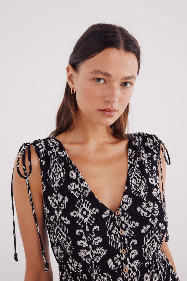 Springfield Vestido corto estampado étnico negro