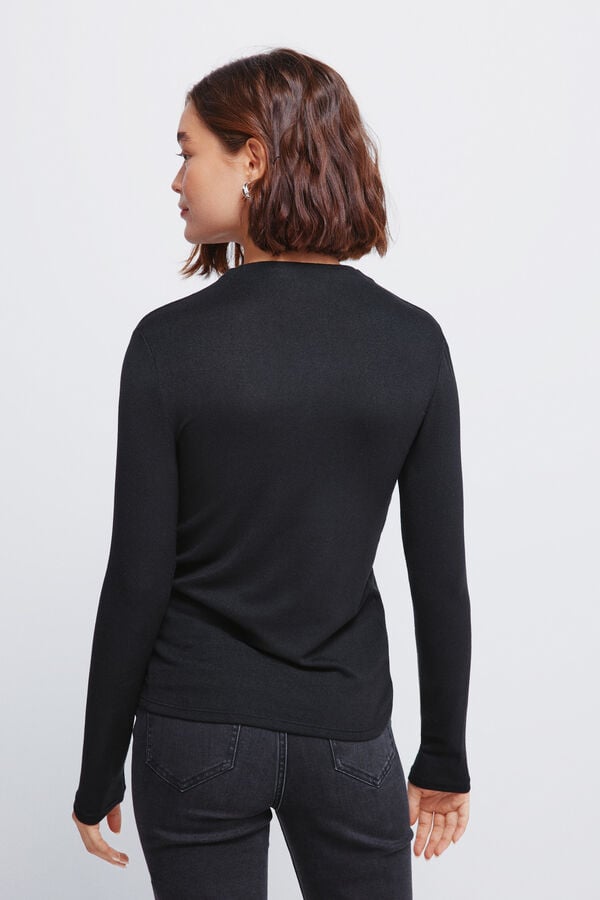 Springfield T-shirt Perkins com gola macia preto