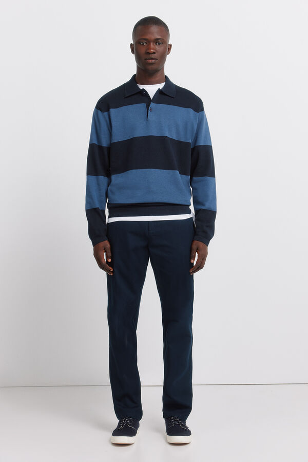 Springfield Polo de riscas color block azul