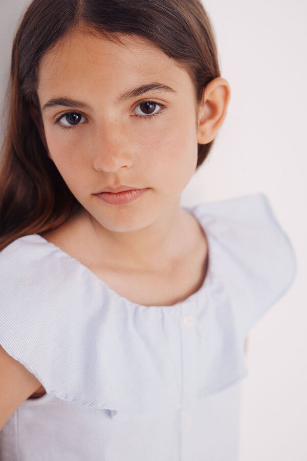 Springfield Kids Blusa às riscas oxford de menina azul