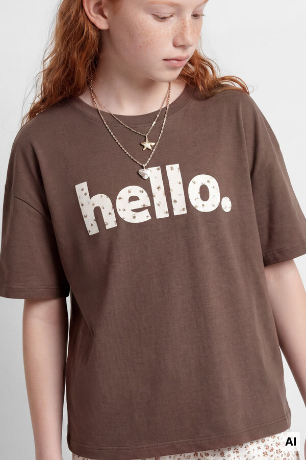 Springfield Kids T-shirt de manga curta "Hello" menina cru