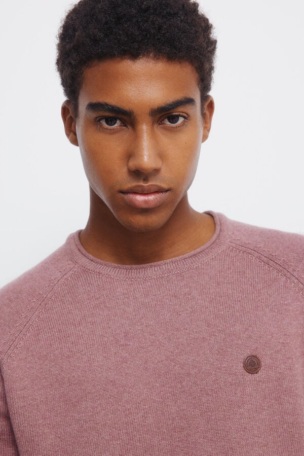 Springfield Camisola liso de gola alta rosa