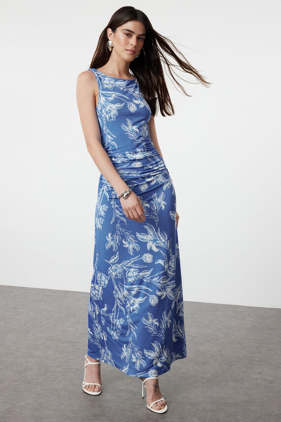 Vestido maxi con fruncido