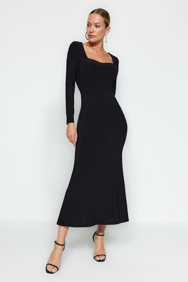 Trendyol Vestido maxi de punto negro