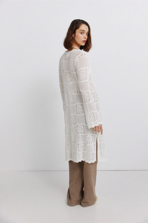 Springfield Cardigan largo pointelle beige