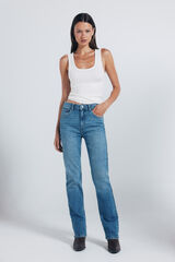 Springfield Calça jeans reta com tachas azul