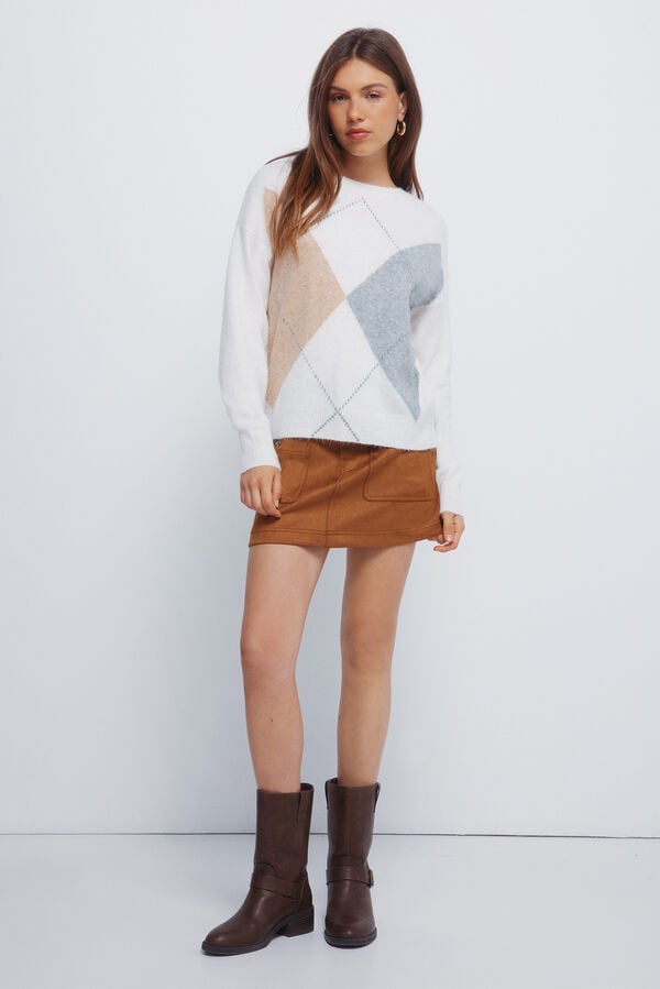 Springfield Camisola frontal em formato de diamante cru